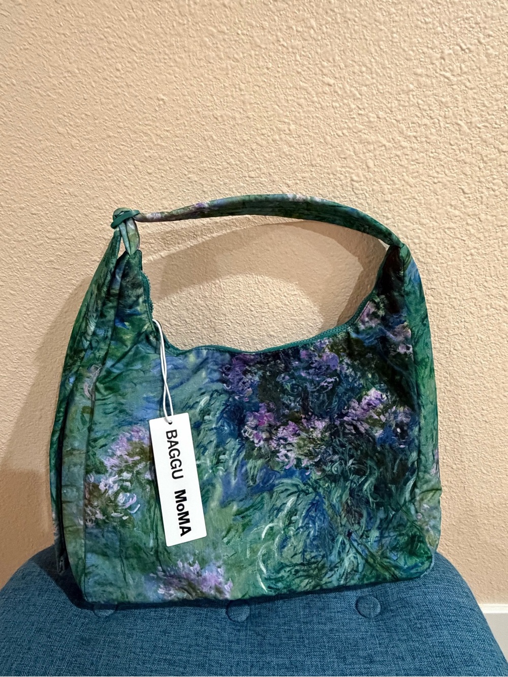 BAGGU Green & Purple Floral Shoulder Bag